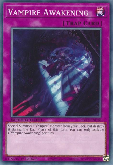 1st Edition, Common, Normal Trap, Speed Duel GX: Duelists of Shadows, Trap Vampire Awakening [SGX3-ENC20] Common - Trading Card World