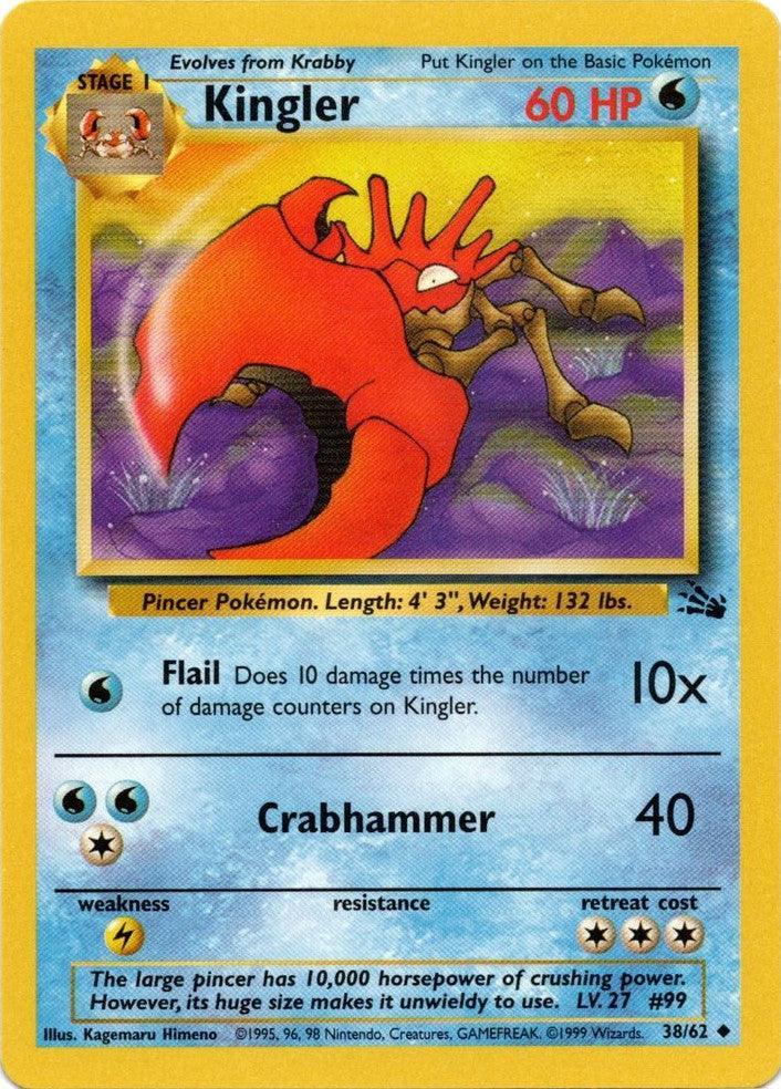38, Fossil Unlimited, Lightning[×2], Normal, Uncommon, Water Kingler (38/62) [Fossil Unlimited] - Trading Card World