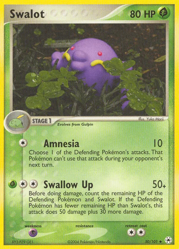 50, EX: Hidden Legends, Grass, Normal, Psychic[×2], Reverse Holofoil, Uncommon Swalot (50/101) [EX: Hidden Legends] - Trading Card World