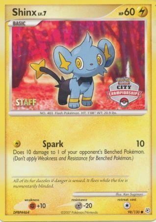98, Fire [+10], Lightning, Metal [-20], Nintendo: Black Star Promos, Normal, Promo Shinx (98/130) (Staff City Championships Promo) [Nintendo: Black Star Promos] - Trading Card World