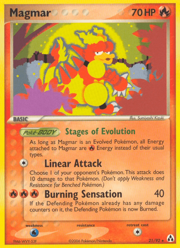 21, EX: Legend Maker, Fire, Normal, Rare, Water[×2] Magmar (21/92) [EX: Legend Maker] - Trading Card World