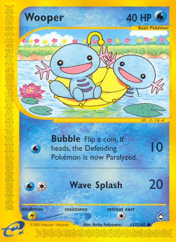 117, Aquapolis, Common, Lightning[×2], Normal, Reverse Holofoil, Water Wooper (117/147) [Aquapolis] - Trading Card World