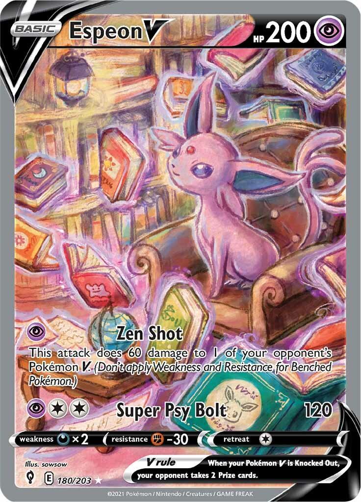 180, Darkness [x2], Fighting [-30], Holofoil, Psychic, Sword & Shield: Evolving Skies, Ultra Rare Espeon V (180/203) [Sword & Shield: Evolving Skies] - Trading Card World