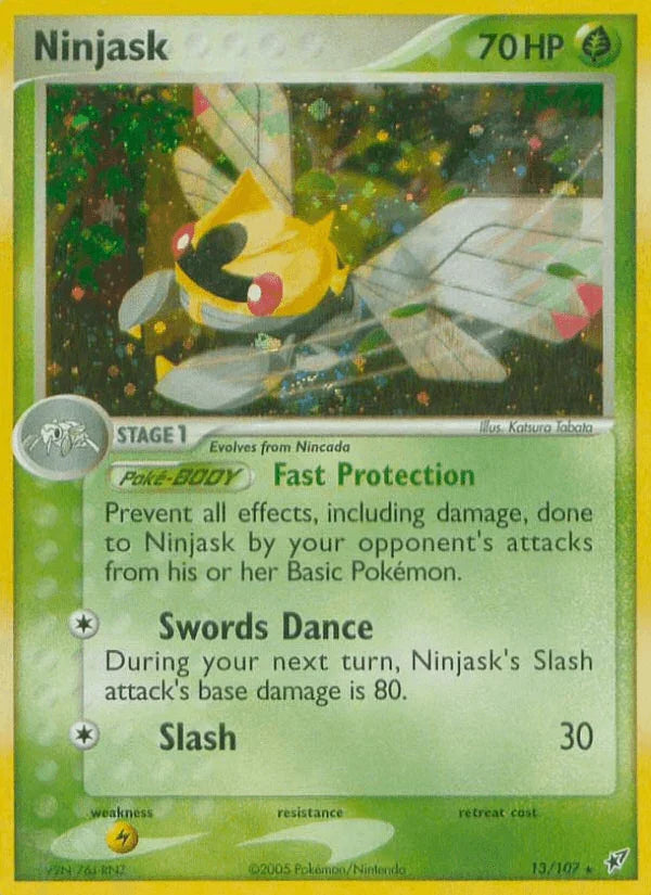 13, EX: Deoxys, Grass, Holo Rare, Holofoil, Lightning[×2] Ninjask (13/107) [EX: Deoxys] - Trading Card World