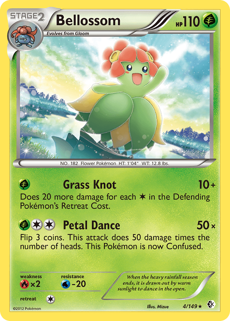 Black & White: Boundaries Crossed, Fire[×2], Grass, Normal, Rare, Reverse Holofoil, Water[-20] Bellossom (4/149) [Black & White: Boundaries Crossed] - Trading Card World