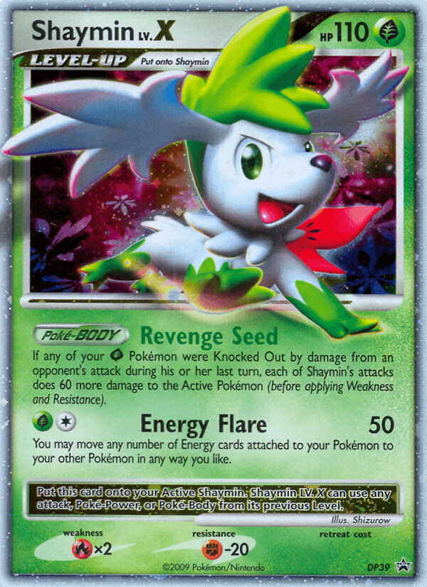 Black Star Promo, Diamond & Pearl: Black Star Promos, DP39, Fighting[-20], Fire[×2], Grass, Holofoil Shaymin LV.X (DP39) [Diamond & Pearl: Black Star Promos] - Trading Card World