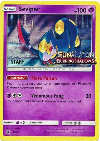 Holofoil, Promo, Psychic, Psychic[×2], SM46, Sun & Moon: Black Star Promos Seviper (SM46) (Staff Prerelease Promo) [Sun & Moon: Black Star Promos] - Trading Card World