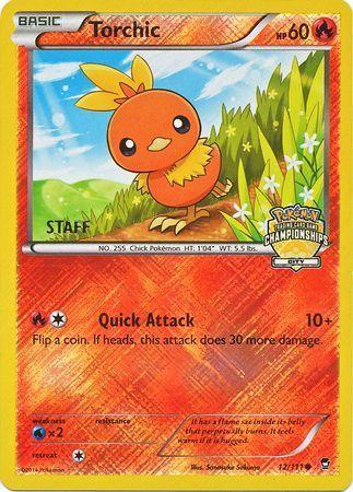 12, Fire, Promo, Reverse Holofoil, Water[×2], XY: Furious Fists Torchic (12/111) (City Championship Promo Staff) [XY: Furious Fists] - Trading Card World