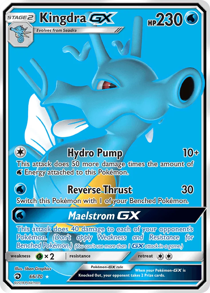 66, Grass[×2], Holofoil, Sun & Moon: Dragon Majesty, Ultra Rare, Water Kingdra GX (66/70) [Sun & Moon: Dragon Majesty] - Trading Card World