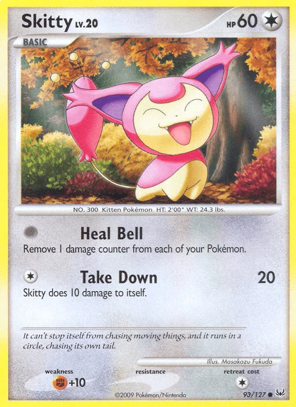93, Colorless, Common, Fighting[+10], Normal, Platinum: Base Set, Reverse Holofoil Skitty (93/127) [Platinum: Base Set] - Trading Card World
