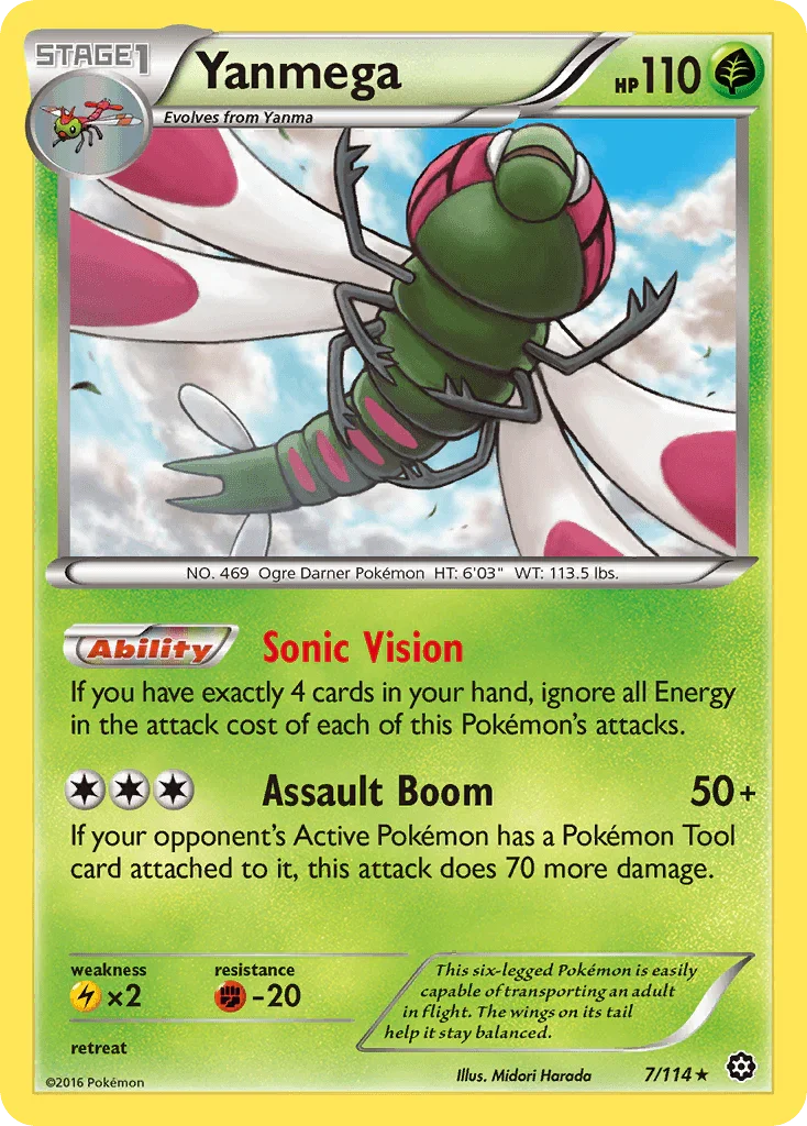 Fighting[-20], Grass, Lightning[×2], Normal, Rare, Reverse Holofoil, XY: Steam Siege Yanmega (7/114) [XY: Steam Siege] - Trading Card World