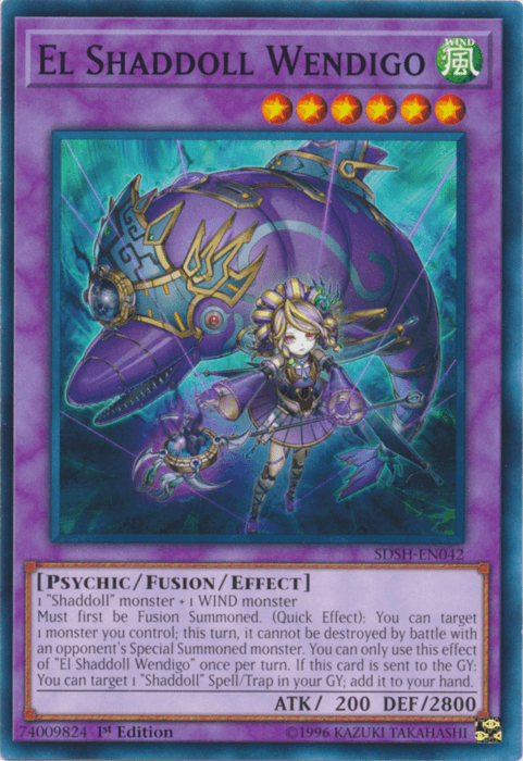 1st Edition, Common, Fusion/Effect Monster, Psychic, Structure Deck: Shaddoll Showdown, Unlimited, Wind El Shaddoll Wendigo [SDSH-EN042] Common - Trading Card World