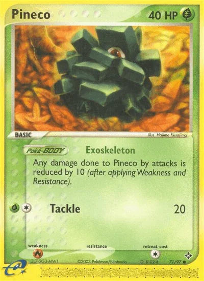 71, Common, EX: Dragon, Fire[×2], Grass, Normal, Reverse Holofoil Pineco (71/97) [EX: Dragon] - Trading Card World