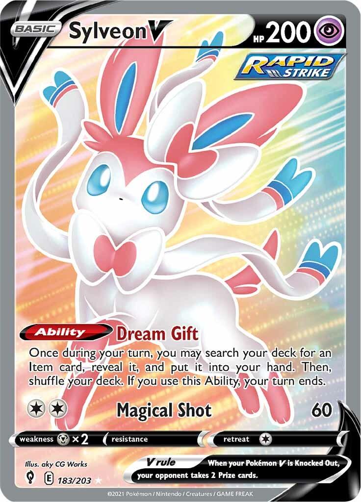 183, Holofoil, Metal [x2], Psychic, Sword & Shield: Evolving Skies, Ultra Rare Sylveon V (183/203) [Sword & Shield: Evolving Skies] - Trading Card World