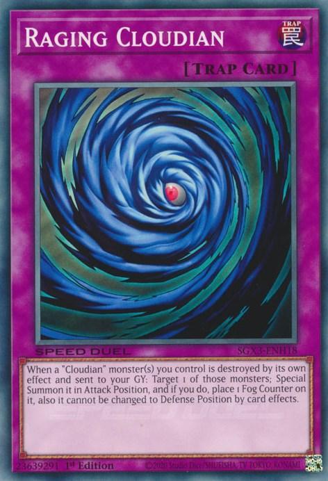 1st Edition, Common, Normal Trap, Speed Duel GX: Duelists of Shadows, Trap Raging Cloudian [SGX3-ENH18] Common - Trading Card World
