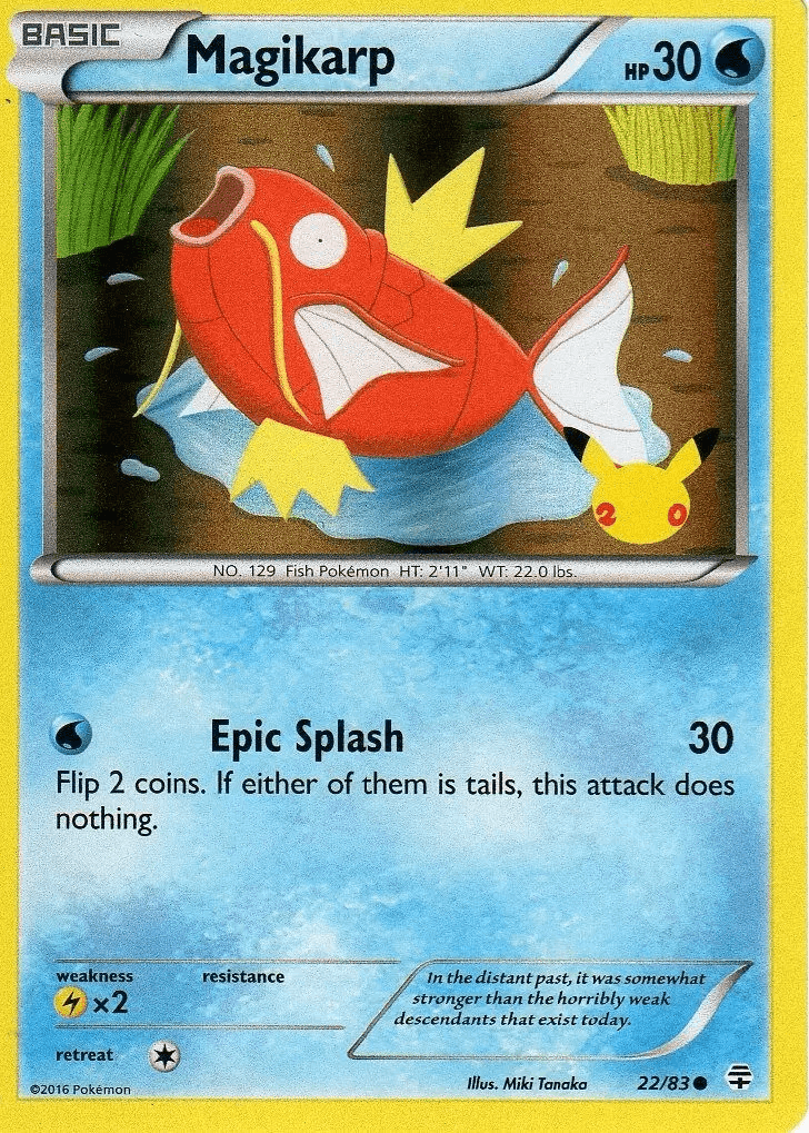 22, Holofoil, Lightning [x2], Promo, Water, XY: Generations Magikarp (22/83) (20th Anniversary Stamp) [XY: Generations] - Trading Card World
