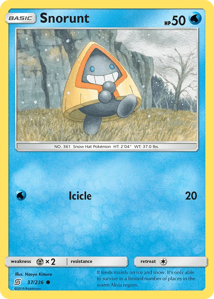 37, Common, Metal[×2], Normal, Reverse Holofoil, Sun & Moon: Unified Minds, Water Snorunt (37/236) [Sun & Moon: Unified Minds] - Trading Card World