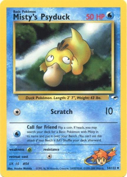 54, Grass[×2], Gym Heroes Unlimited, Normal, Uncommon, Water Misty's Psyduck (54/132) [Gym Heroes Unlimited] - Trading Card World