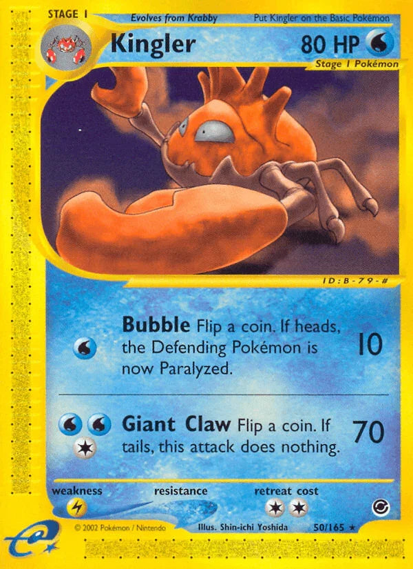 50, Expedition: Base Set, Lightning[×2], Normal, Rare, Reverse Holofoil, Water Kingler (50/165) [Expedition: Base Set] - Trading Card World