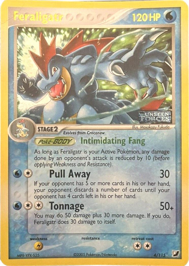 EX: Unseen Forces, Holo Rare, Lightning[×2], Reverse Holofoil, Water Feraligatr (4/115) (Stamped) [EX: Unseen Forces] - Trading Card World