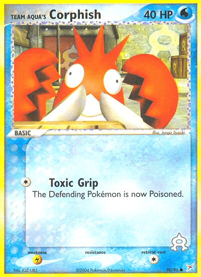 50, Common, EX: Team Magma vs Team Aqua, Lightning[×2], Normal, Reverse Holofoil, Water Team Aqua's Corphish (50/95) [EX: Team Magma vs Team Aqua] - Trading Card World