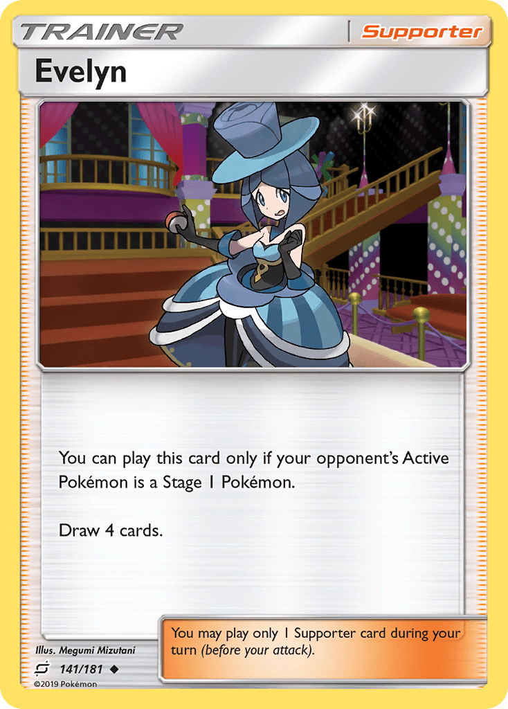 141, Normal, Reverse Holofoil, Sun & Moon: Team Up, Supporter, Uncommon Evelyn (141/181) [Sun & Moon: Team Up] - Trading Card World