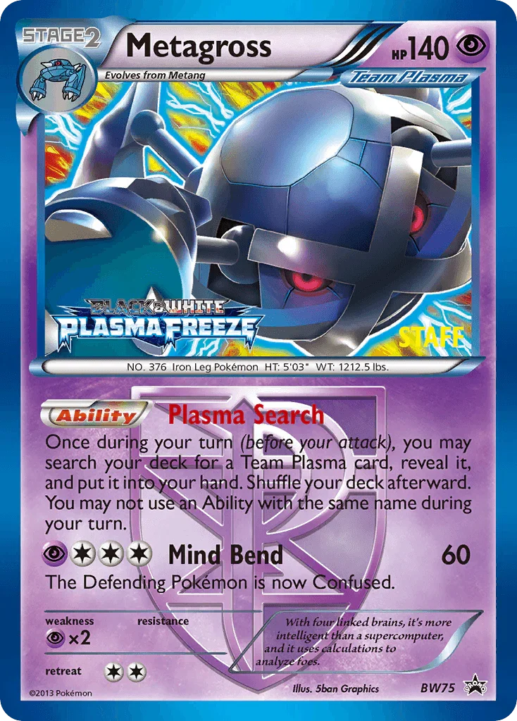 Black & White: Black Star Promos, Black Star Promo, BW75, Holofoil, Psychic, Psychic[×2] Metagross (BW75) [Black & White: Black Star Promos] - Trading Card World