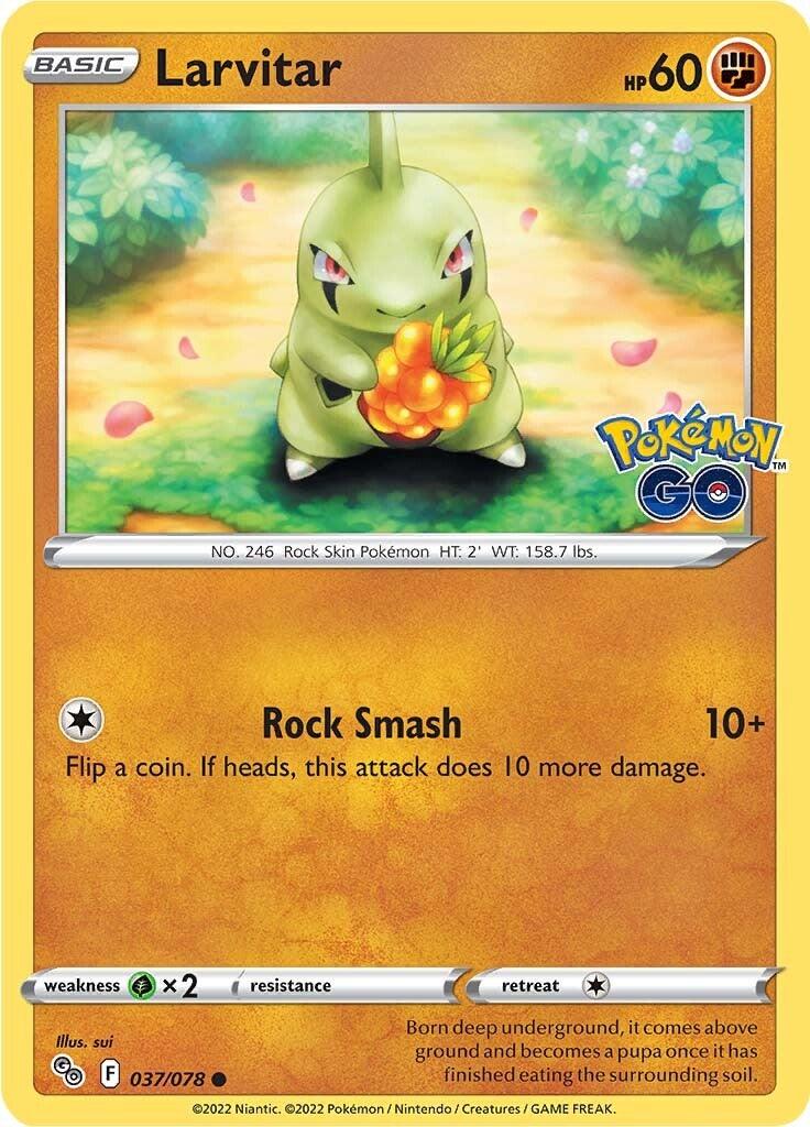 037, Common, Fighting, Grass [x2], Normal, Pokémon GO, Reverse Holofoil Larvitar (037/078) [Pokémon GO] - Trading Card World
