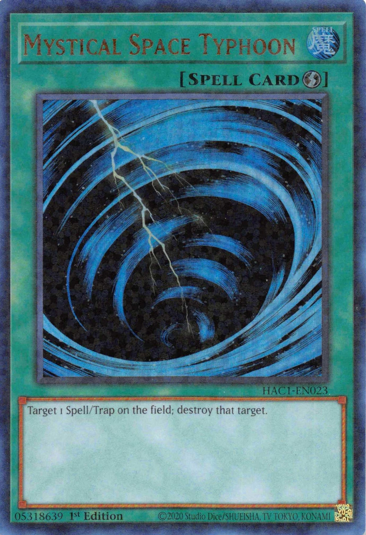 1st Edition, Hidden Arsenal: Chapter 1, Parallel Rare, Quick-Play Spell, Spell Mystical Space Typhoon (Duel Terminal) [HAC1-EN023] Parallel Rare - Trading Card World