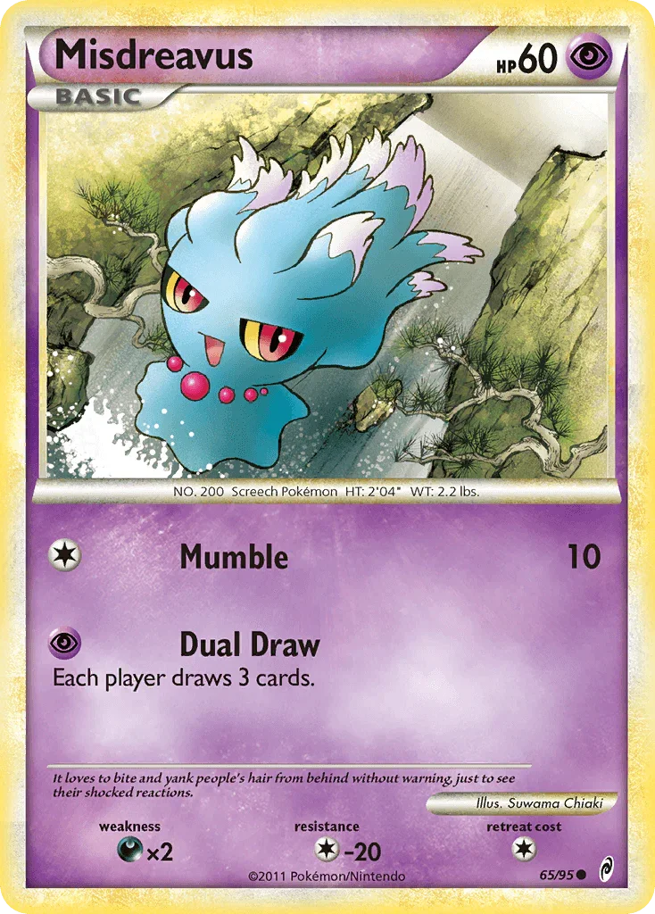 65, Colorless[-20], Common, Darkness[×2], HeartGold & SoulSilver: Call of Legends, Normal, Psychic, Reverse Holofoil Misdreavus (65/95) [HeartGold & SoulSilver: Call of Legends] - Trading Card World