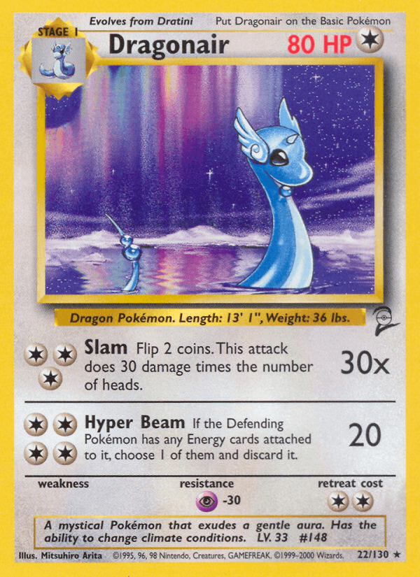 22, Base Set 2, Colorless, Normal, Psychic[-30], Rare Dragonair (22/130) [Base Set 2] - Trading Card World