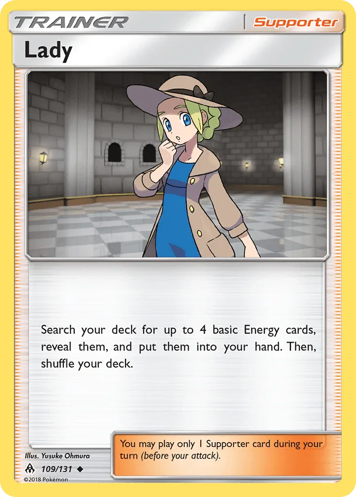 109, Normal, Reverse Holofoil, Sun & Moon: Forbidden Light, Supporter, Uncommon Lady (109/131) [Sun & Moon: Forbidden Light] - Trading Card World