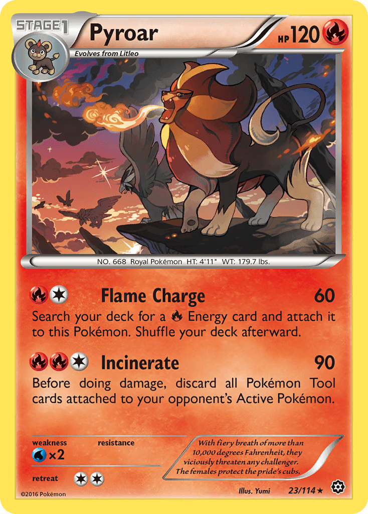 23, Fire, Normal, Rare, Reverse Holofoil, Water[×2], XY: Steam Siege Pyroar (23/114) [XY: Steam Siege] - Trading Card World