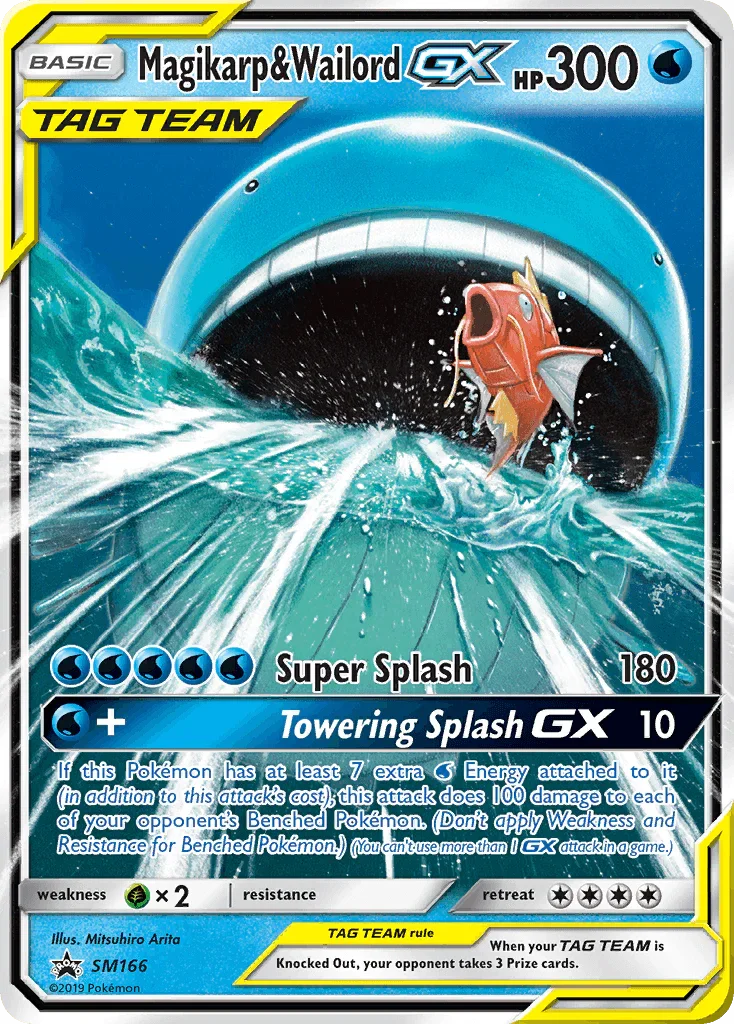 Black Star Promo, Grass[×2], Holofoil, SM166, Sun & Moon: Black Star Promos, Water Magikarp & Wailord GX (SM166) [Sun & Moon: Black Star Promos] - Trading Card World