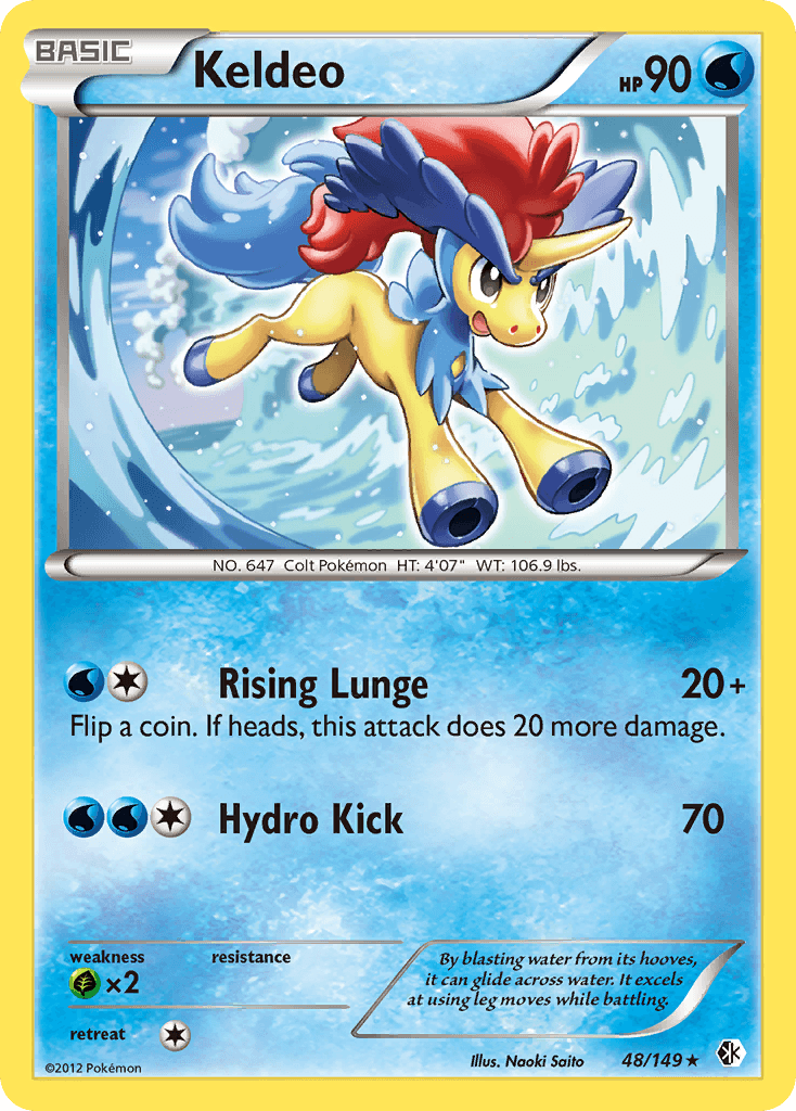 48, Black & White: Boundaries Crossed, Grass[×2], Normal, Rare, Reverse Holofoil, Water Keldeo (48/149) [Black & White: Boundaries Crossed] - Trading Card World