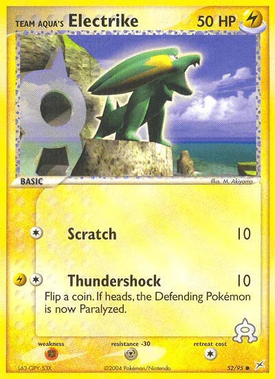 52, Common, EX: Team Magma vs Team Aqua, Fighting[×2], Lightning, Metal[-30], Normal, Reverse Holofoil Team Aqua's Electrike (52/95) [EX: Team Magma vs Team Aqua] - Trading Card World