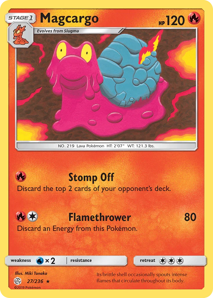 27, Fire, Normal, Rare, Reverse Holofoil, Sun & Moon: Cosmic Eclipse, Water[×2] Magcargo (27/236) [Sun & Moon: Cosmic Eclipse] - Trading Card World