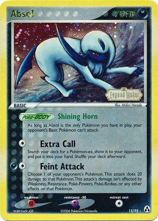 15, Darkness, EX: Legend Maker, Fighting[×2], Psychic[-30], Rare, Reverse Holofoil Absol (15/92) (Stamped) [EX: Legend Maker] - Trading Card World