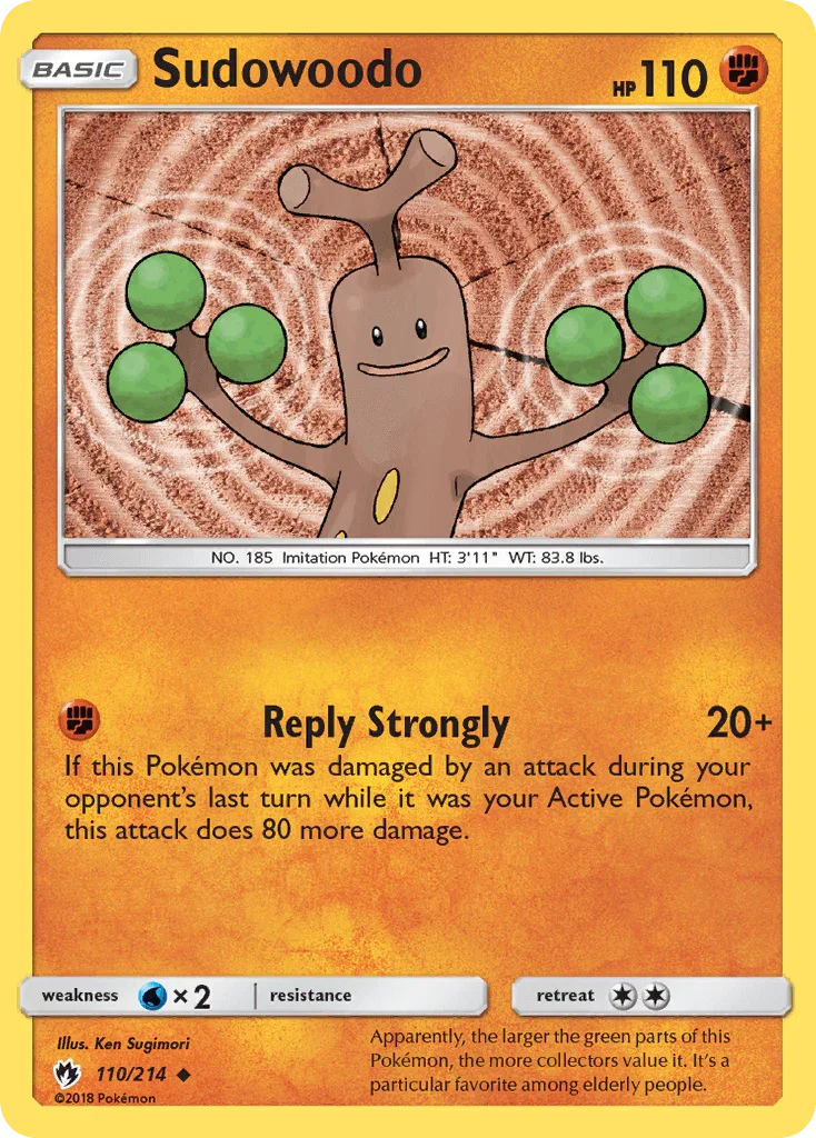110, Fighting, Normal, Reverse Holofoil, Sun & Moon: Lost Thunder, Uncommon, Water[×2] Sudowoodo (110/214) [Sun & Moon: Lost Thunder] - Trading Card World