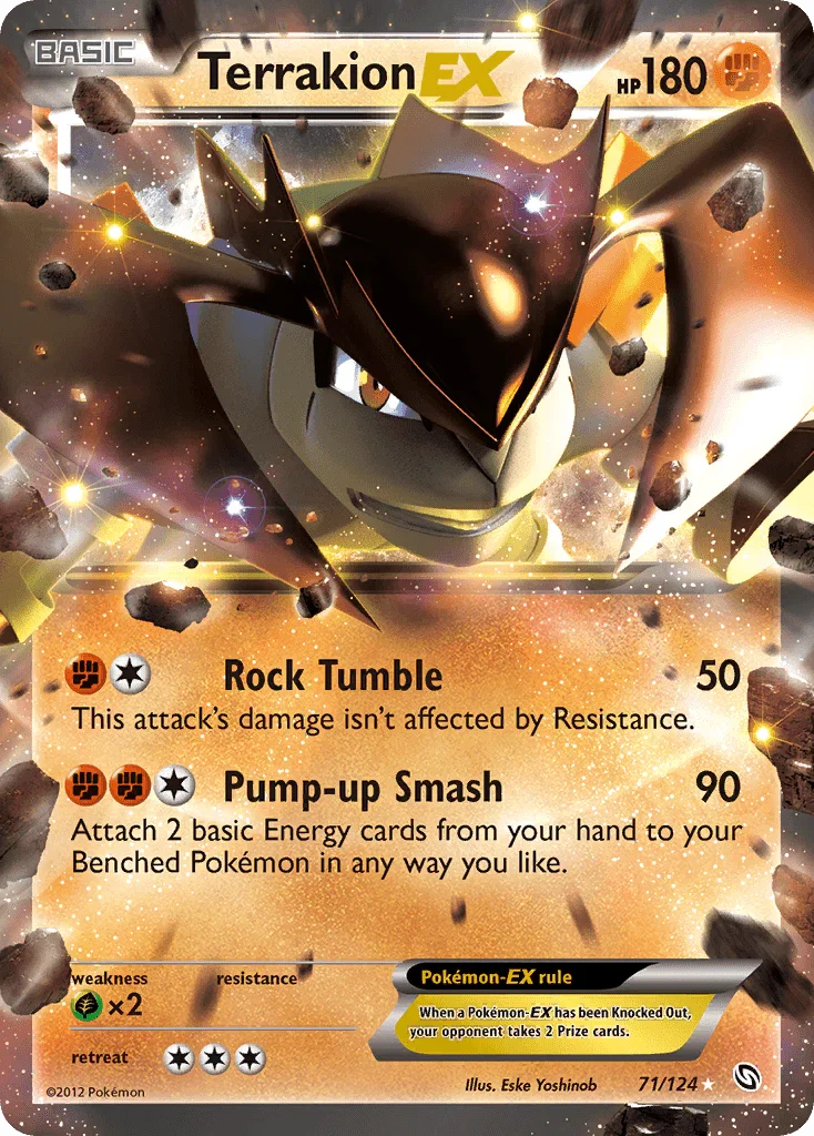 71, Black & White: Dragons Exalted, Fighting, Grass[×2], Holofoil, Ultra Rare Terrakion EX (71/124) [Black & White: Dragons Exalted] - Trading Card World