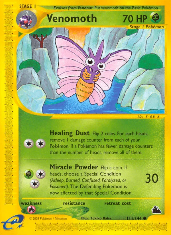 111, Common, Fire[×2], Grass, Normal, Reverse Holofoil, Skyridge Venomoth (111/144) [Skyridge] - Trading Card World
