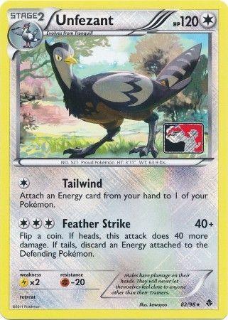 82, Black & White: Emerging Powers, Colorless, Fighting[-20], Lightning[×2], Promo, Reverse Holofoil Unfezant (82/98) (League Promo) [Black & White: Emerging Powers] - Trading Card World