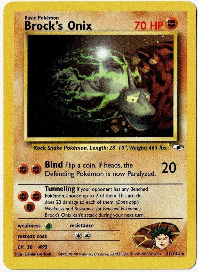 21, Fighting, Grass[×2], Gym Heroes Unlimited, Normal, Rare Brock's Onix (21/132) [Gym Heroes Unlimited] - Trading Card World