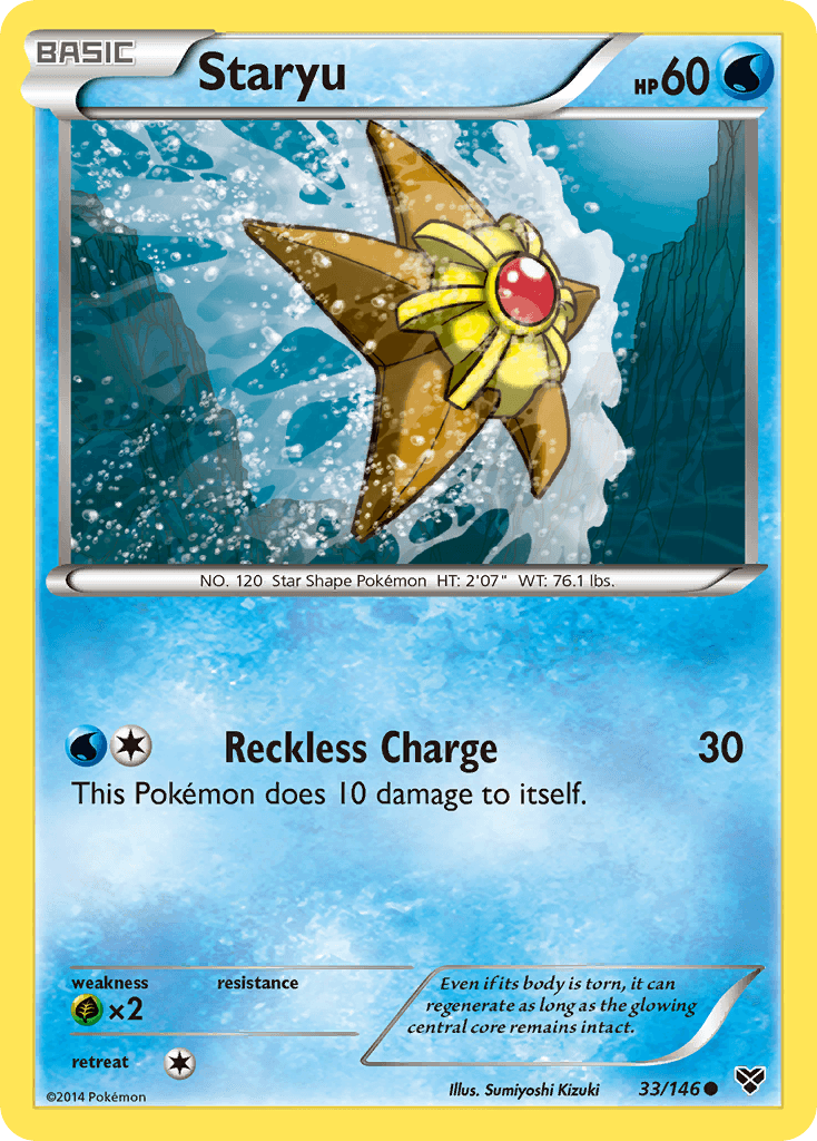 33, Common, Grass[×2], Normal, Reverse Holofoil, Water, XY: Base Set Staryu (33/146) [XY: Base Set] - Trading Card World