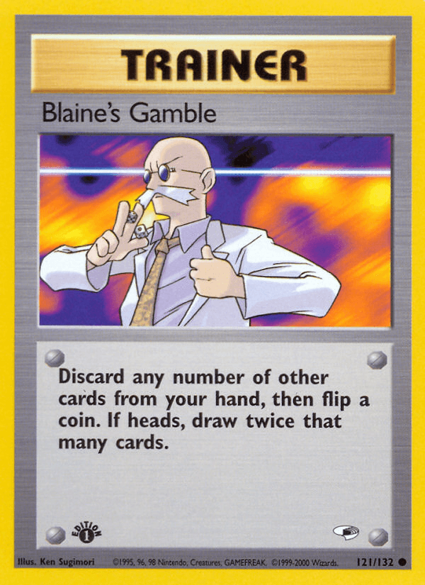 121, 1st Edition Normal, Common, Gym Heroes 1st Edition, Item Blaine's Gamble (121/132) [Gym Heroes 1st Edition] - Trading Card World