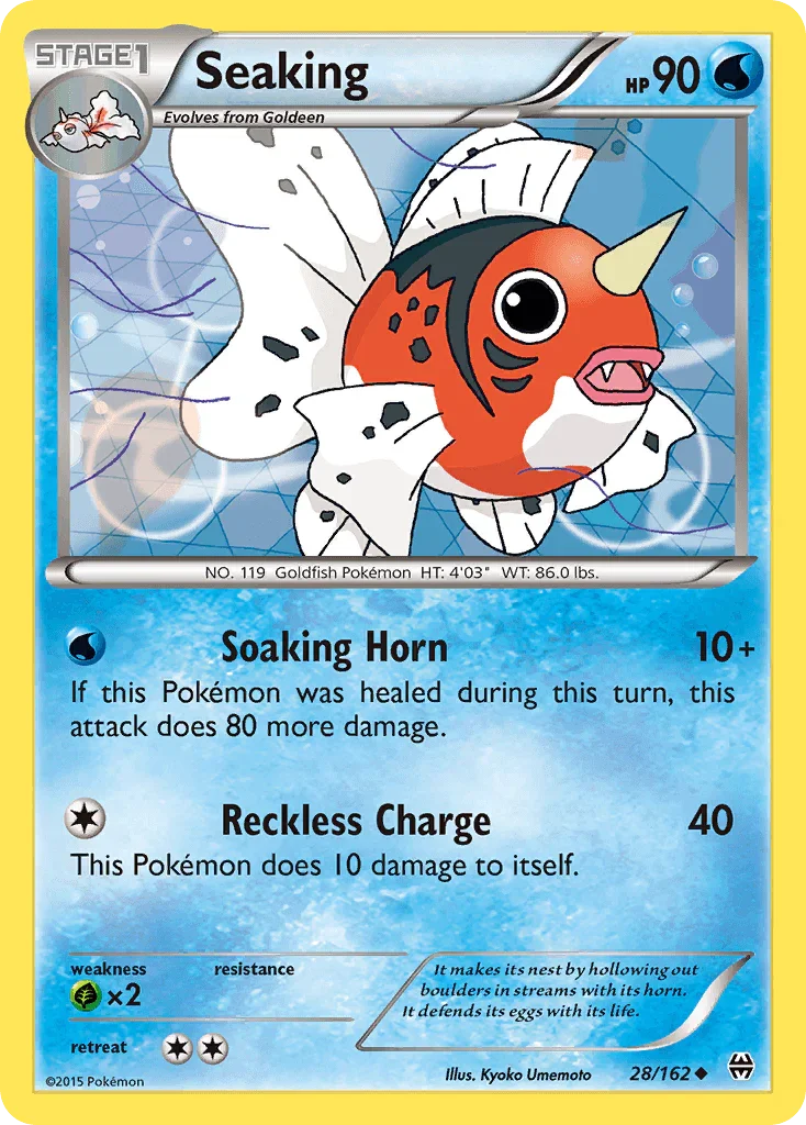 28, Grass[×2], Normal, Reverse Holofoil, Uncommon, Water, XY: BREAKthrough Seaking (28/162) [XY: BREAKthrough] - Trading Card World