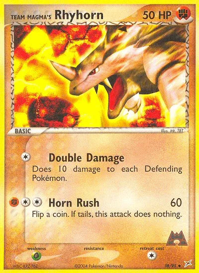 38, EX: Team Magma vs Team Aqua, Fighting, Grass[×2], Normal, Reverse Holofoil, Uncommon Team Magma's Rhyhorn (38/95) [EX: Team Magma vs Team Aqua] - Trading Card World