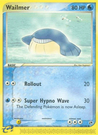 83, Common, EX: Sandstorm, Lightning[×2], Normal, Reverse Holofoil, Water Wailmer (83/100) [EX: Sandstorm] - Trading Card World