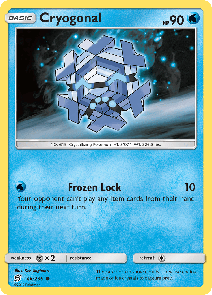 46, Common, Metal[×2], Normal, Reverse Holofoil, Sun & Moon: Unified Minds, Water Cryogonal (46/236) [Sun & Moon: Unified Minds] - Trading Card World
