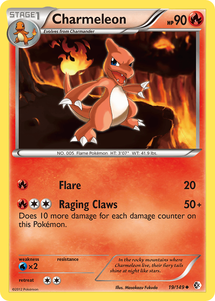 19, Black & White: Boundaries Crossed, Fire, Normal, Reverse Holofoil, Uncommon, Water[×2] Charmeleon (19/149) [Black & White: Boundaries Crossed] - Trading Card World